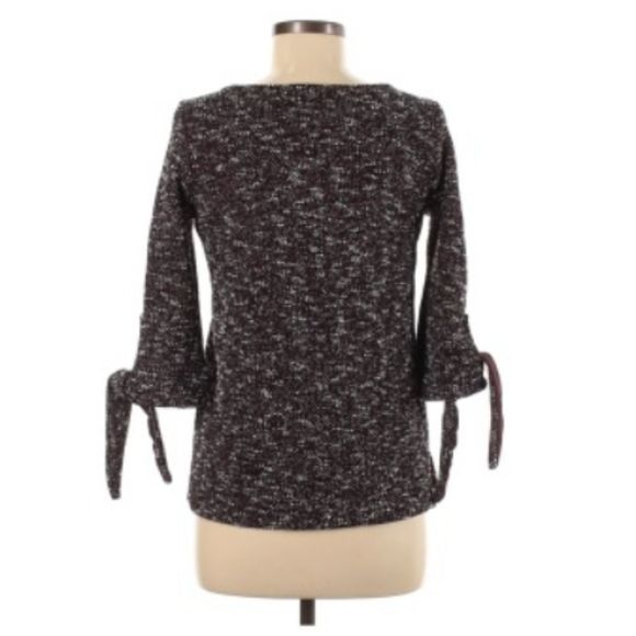 Ann Taylor Burgundy & White Speckled Top with Cute Knot Tie Sleeves . 😍😍😍 - Picture 2 of 7